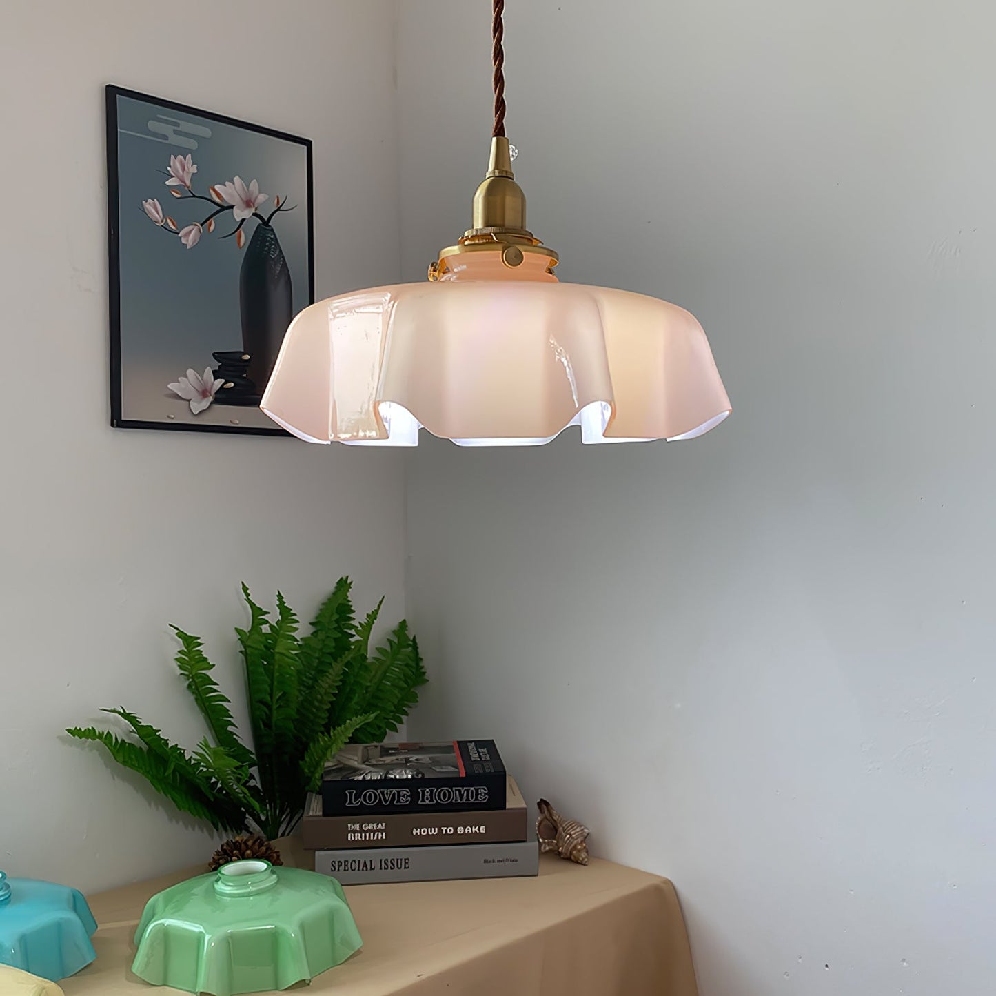 Kelvarna | Vintage Pleated Glass Fluted Pendant Light