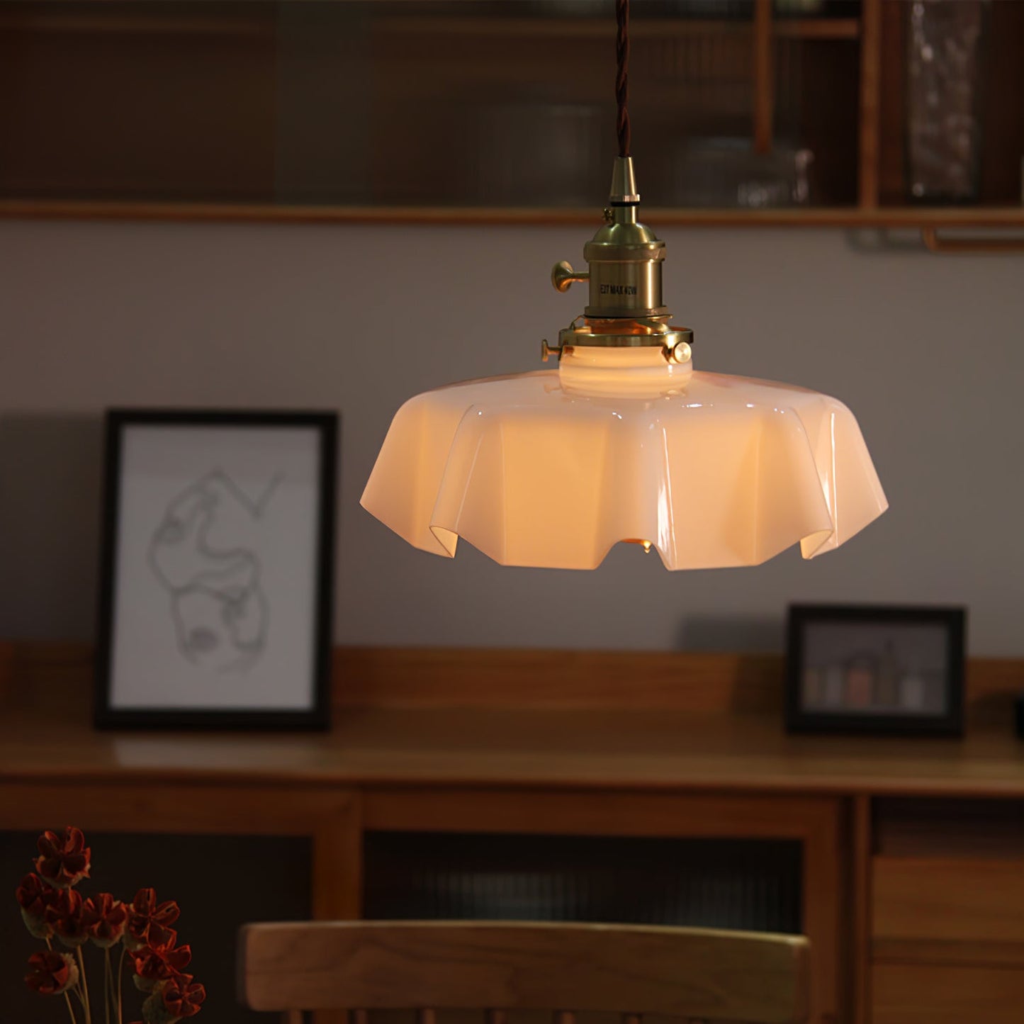 Kelvarna | Vintage Pleated Glass Fluted Pendant Light