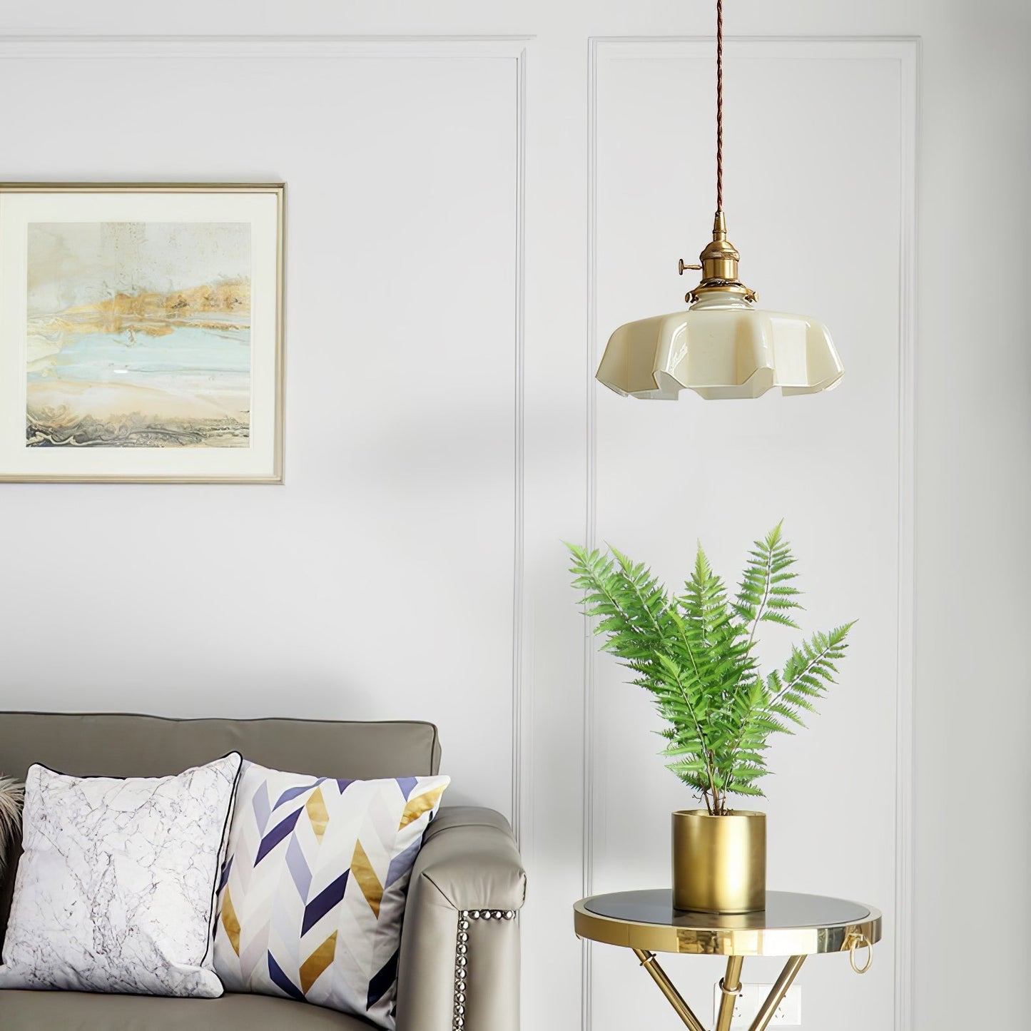 Kelvarna | Vintage Pleated Glass Fluted Pendant Light