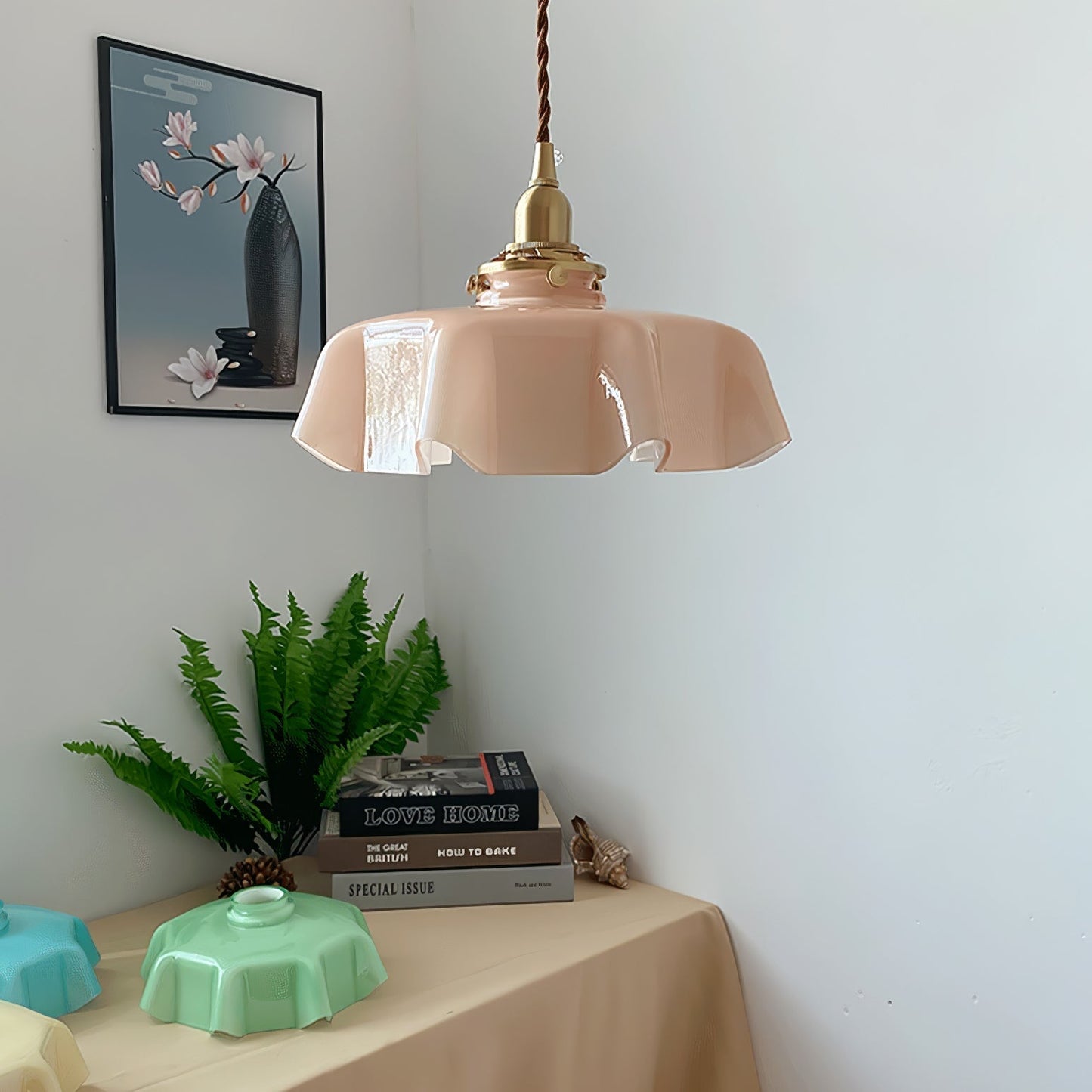 Kelvarna | Vintage Pleated Glass Fluted Pendant Light