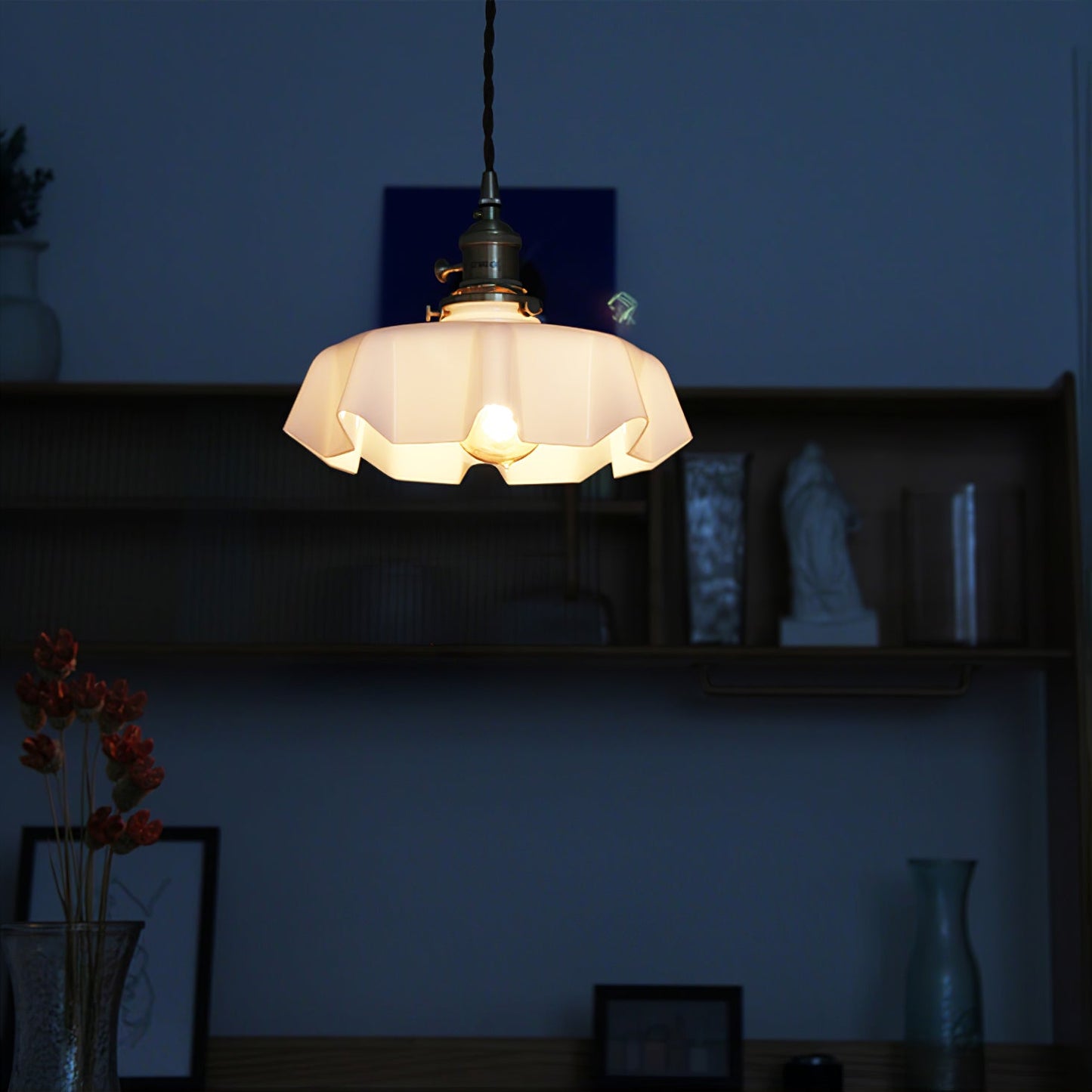 Kelvarna | Vintage Pleated Glass Fluted Pendant Light