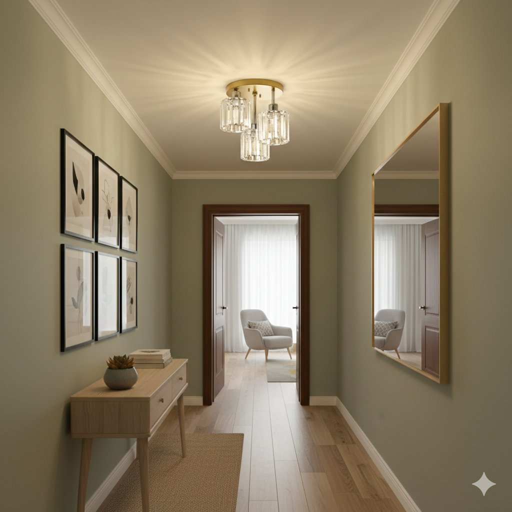 Luminera | Elegant Crystal Glass Semi Flush Ceiling Light