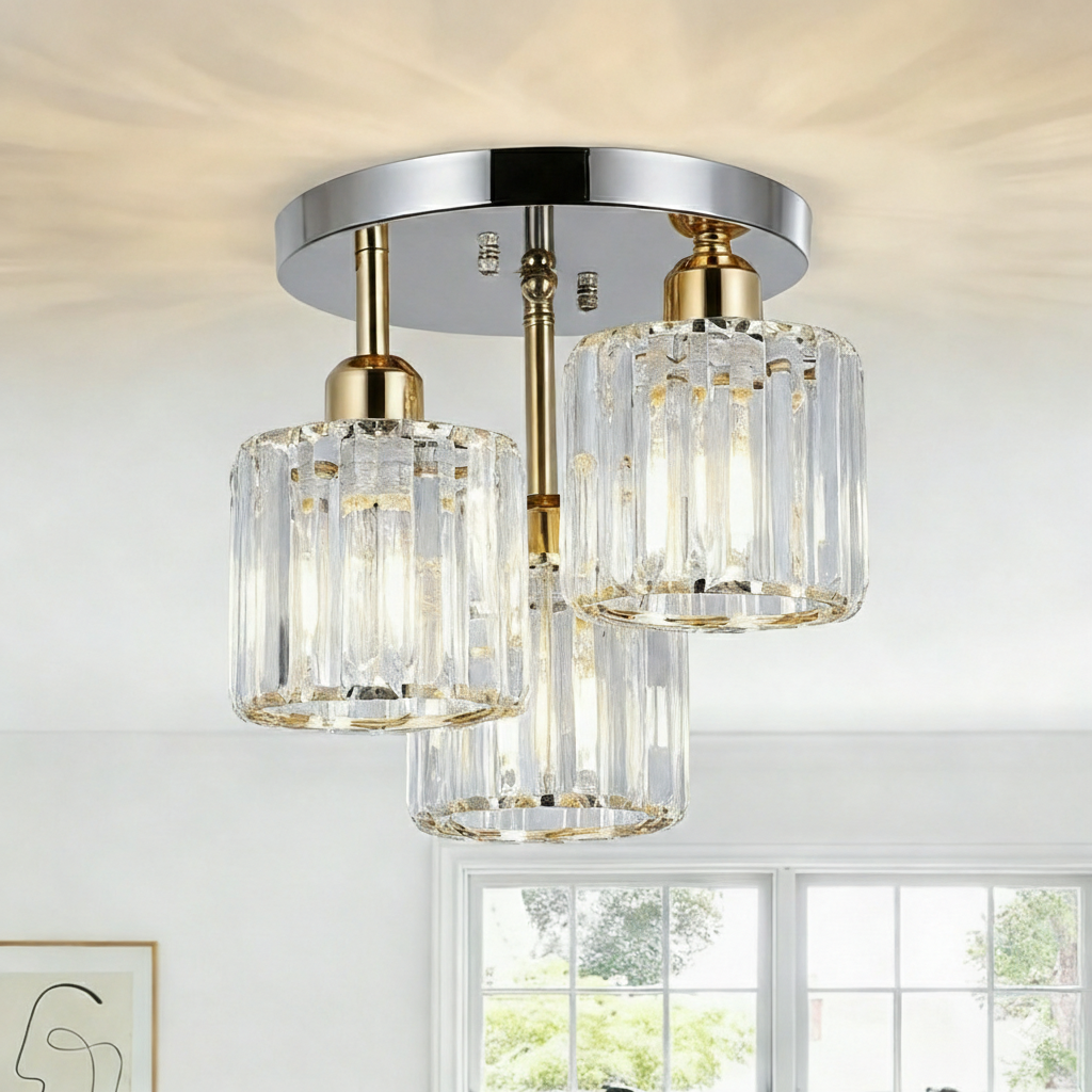 Luminera | Elegant Crystal Glass Semi Flush Ceiling Light