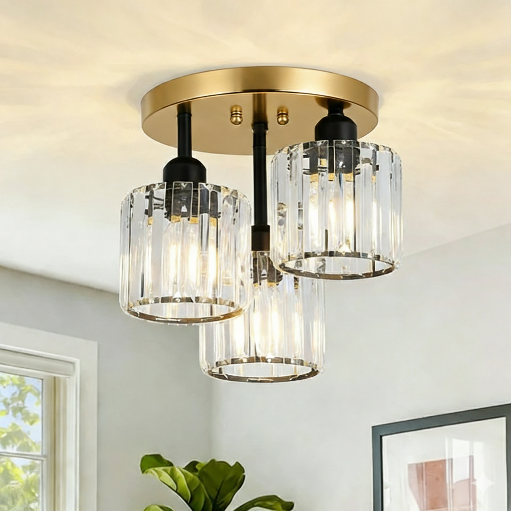 Luminera | Elegant Crystal Glass Semi Flush Ceiling Light