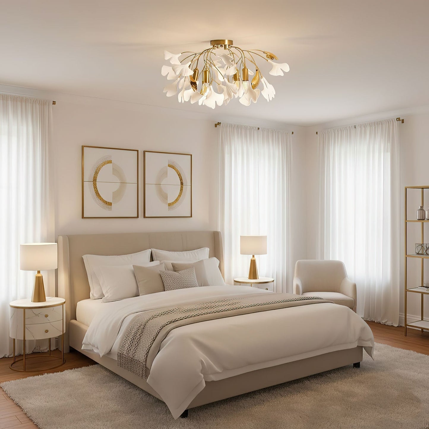 Zephryon | Botanical Ceramic Leaf Cluster Ceiling Light