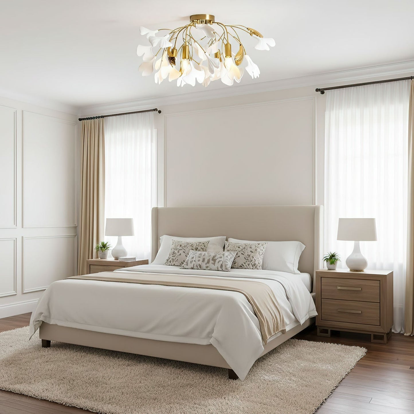 Zephryon | Botanical Ceramic Leaf Cluster Ceiling Light