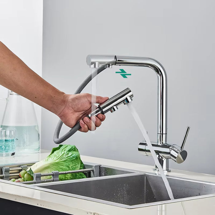 Navunde | Modern L-Shaped Retractable Spout Kitchen Sink Mixer Tap