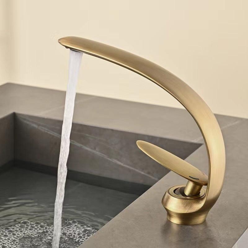Solvarka | Modern Arched Silhouette Single Lever Bathroom Sink Tap