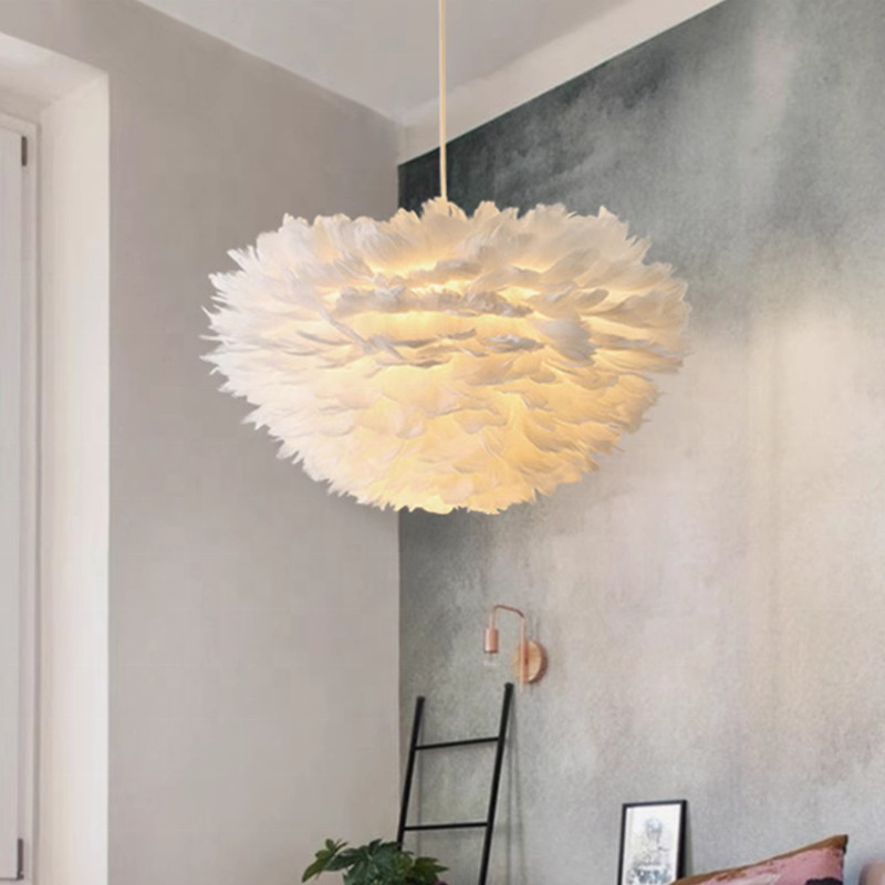 Zenthori | Bohemian Silhouette Soft Plume Feathered Nordic Pendant Light