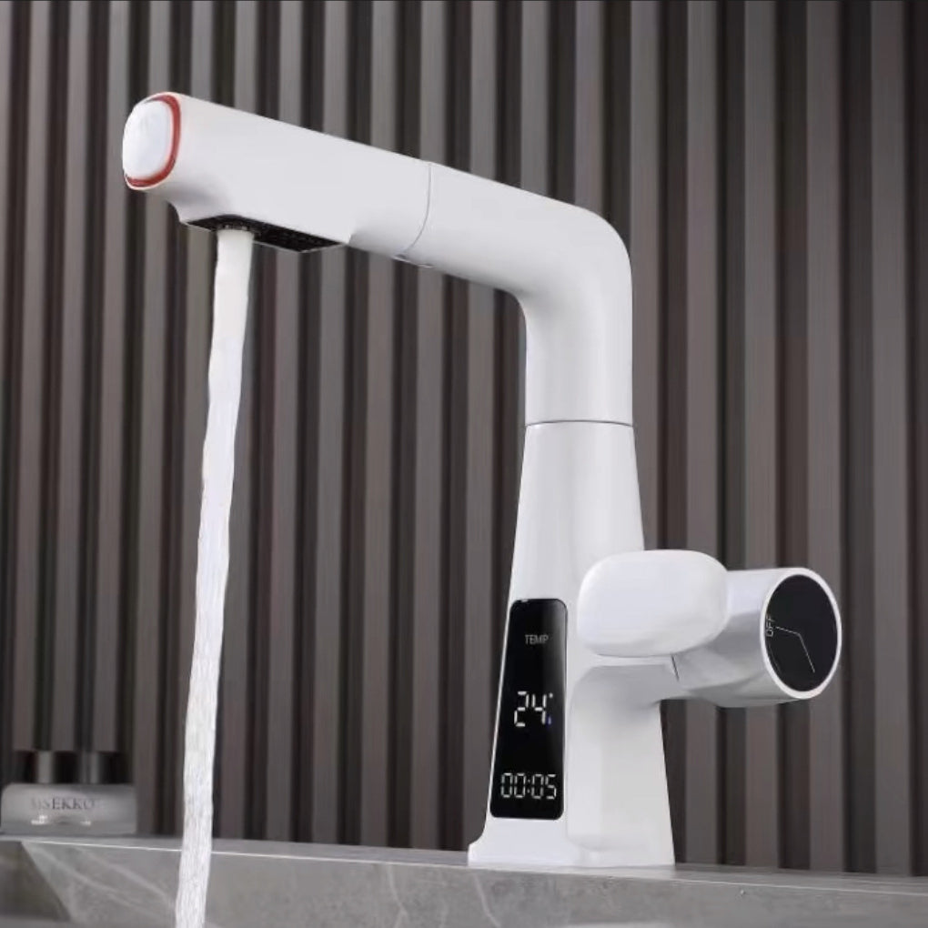 Eldrune | Sleek L-Shaped Pull Out Sprayer Kitchen Sink Mixer Tap