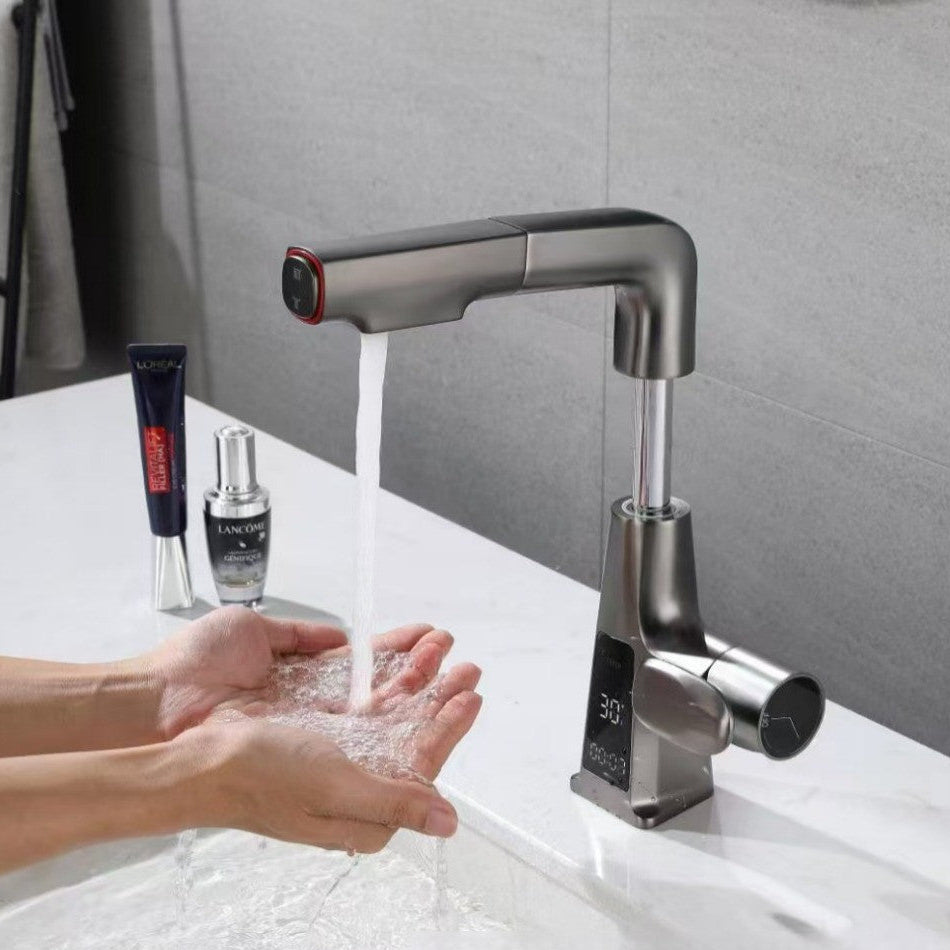 Eldrune | Sleek L-Shaped Pull Out Sprayer Kitchen Sink Mixer Tap