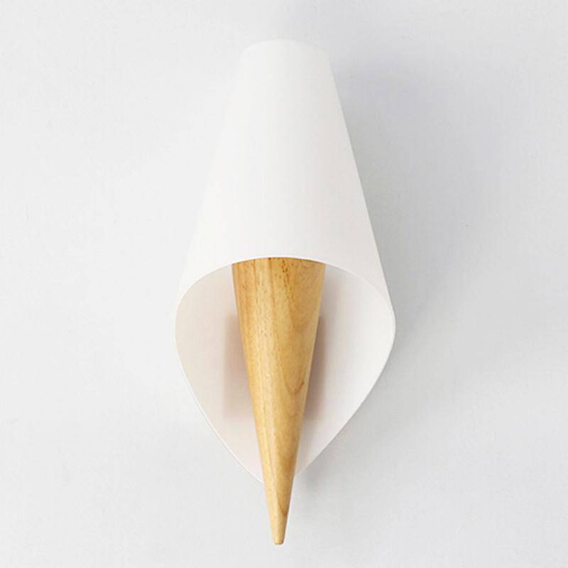 Belthrum | Minimalist Rounded Cone Timber Frosted Glass Wall Light