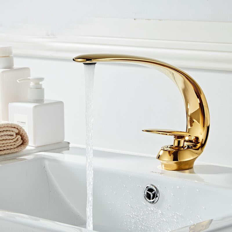 Solvarka | Modern Arched Silhouette Single Lever Bathroom Sink Tap