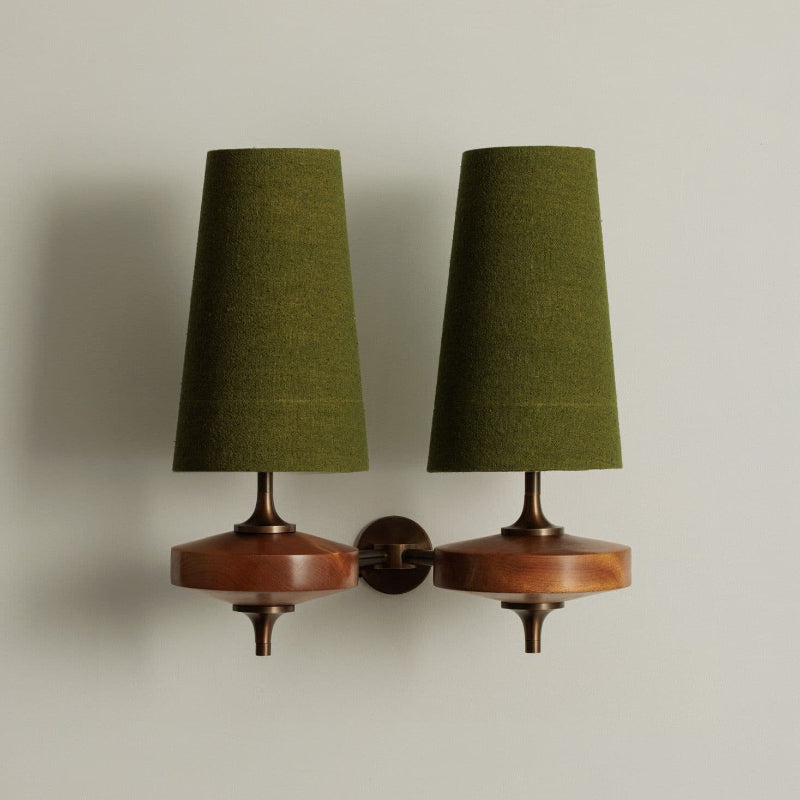 Alavari | Antique Brass Scalloped Silhouette Fabric Wall Light