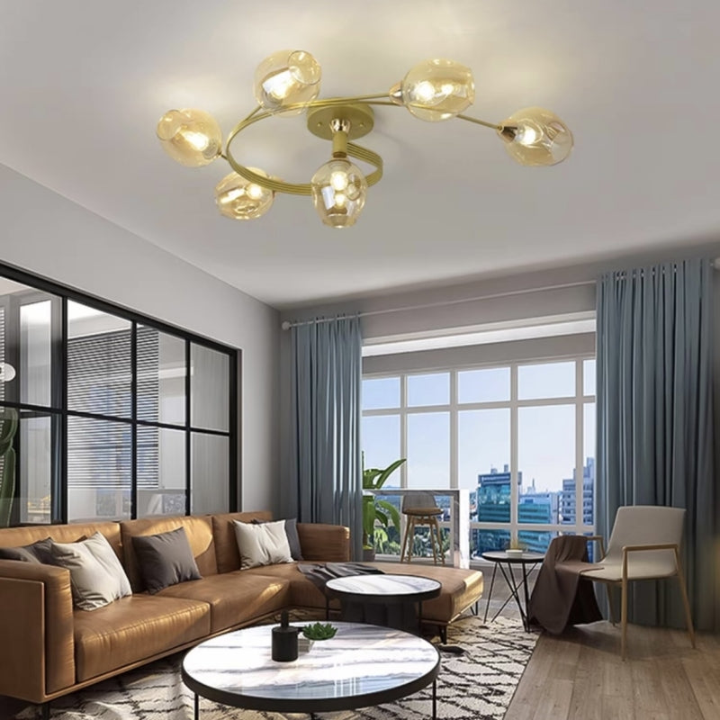 Kenzad | Modern Tornado Wave Glass Globe Flush Mount Ceiling Light