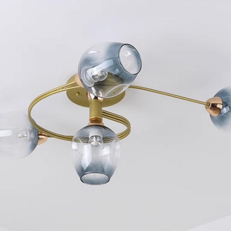 Kenzad | Modern Tornado Wave Glass Globe Flush Mount Ceiling Light