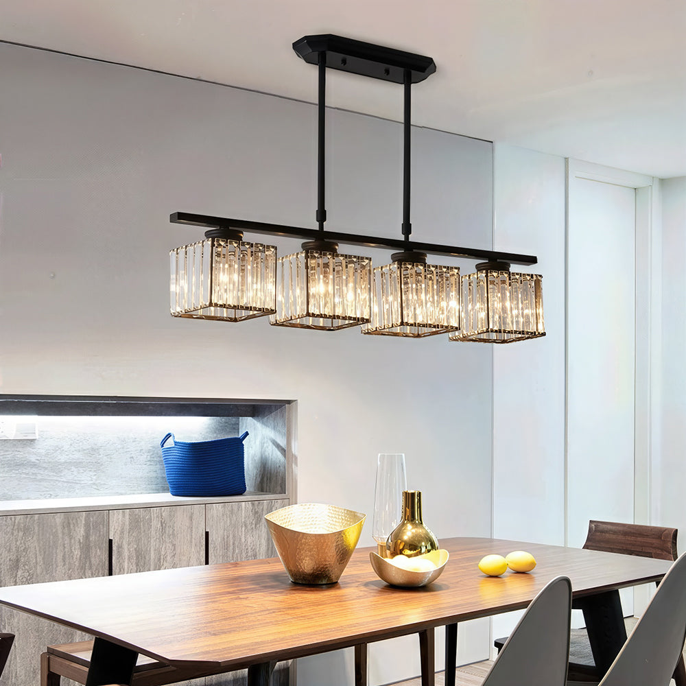 Claris | Nordic Multi Head Linear Ribbed Glass Chandelier
