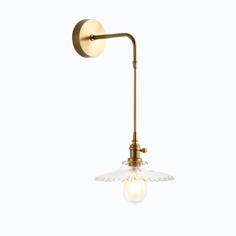 Kelviane | Vintage Art Deco Brass Glass Shade Wall Light