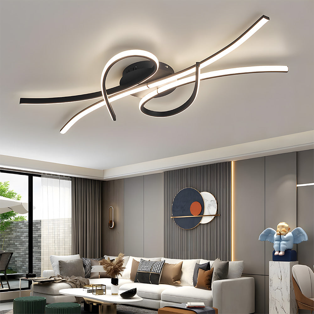 Sonata | Sleek Wavy Musical Note Inspired Abstract Ceiling Light