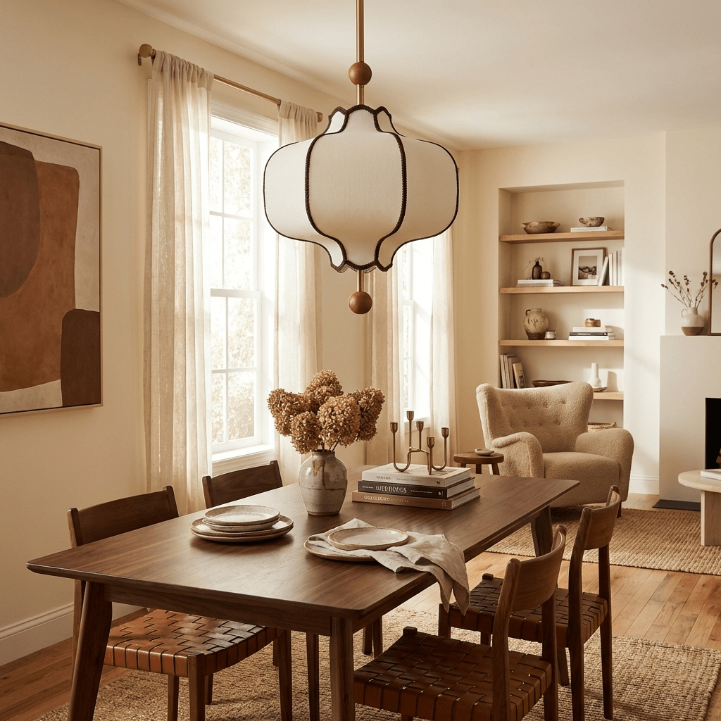 Kendrovy | Ribbed Fabric Lantern Silhouette Ceiling Pendant Light