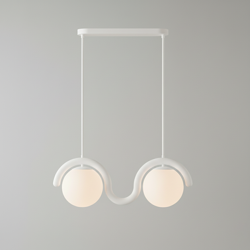 Cora | Art Nouveau Curved Tube Glass Globe Pendant Light Chandelier