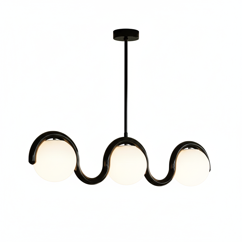 Cora | Art Nouveau Curved Tube Glass Globe Pendant Light Chandelier