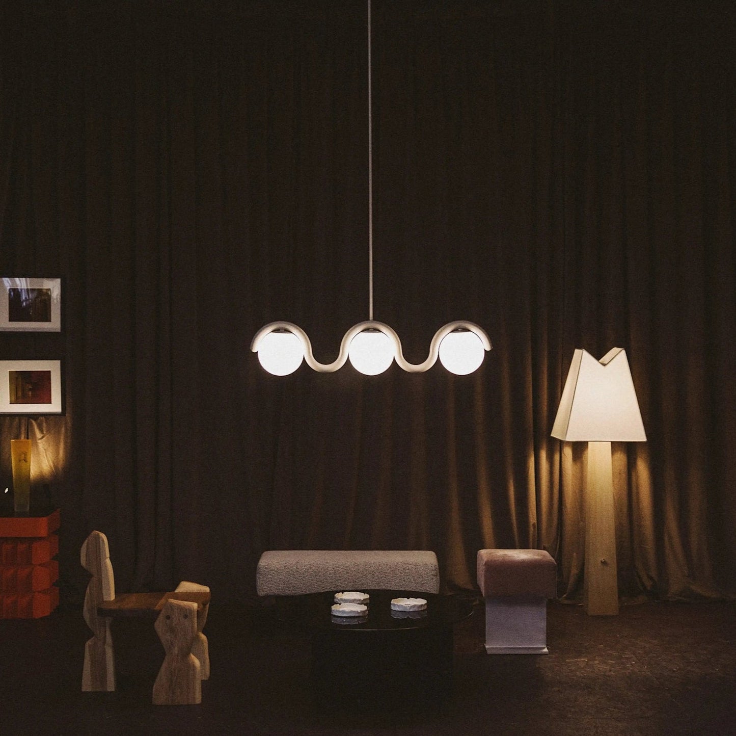 Cora | Art Nouveau Curved Tube Glass Globe Pendant Light Chandelier