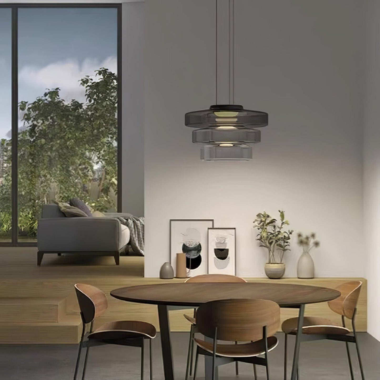 Kyntalor | Tiered Circular Artistic Glass Pendant Light