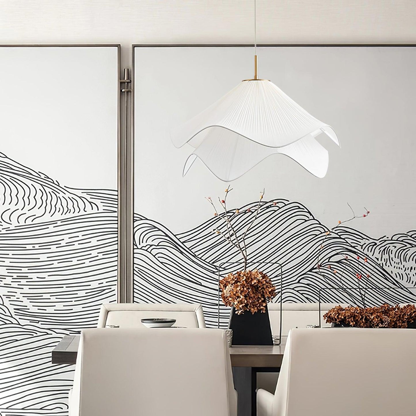Corisande | Layered Pleated Fabric Floral Pendant Light