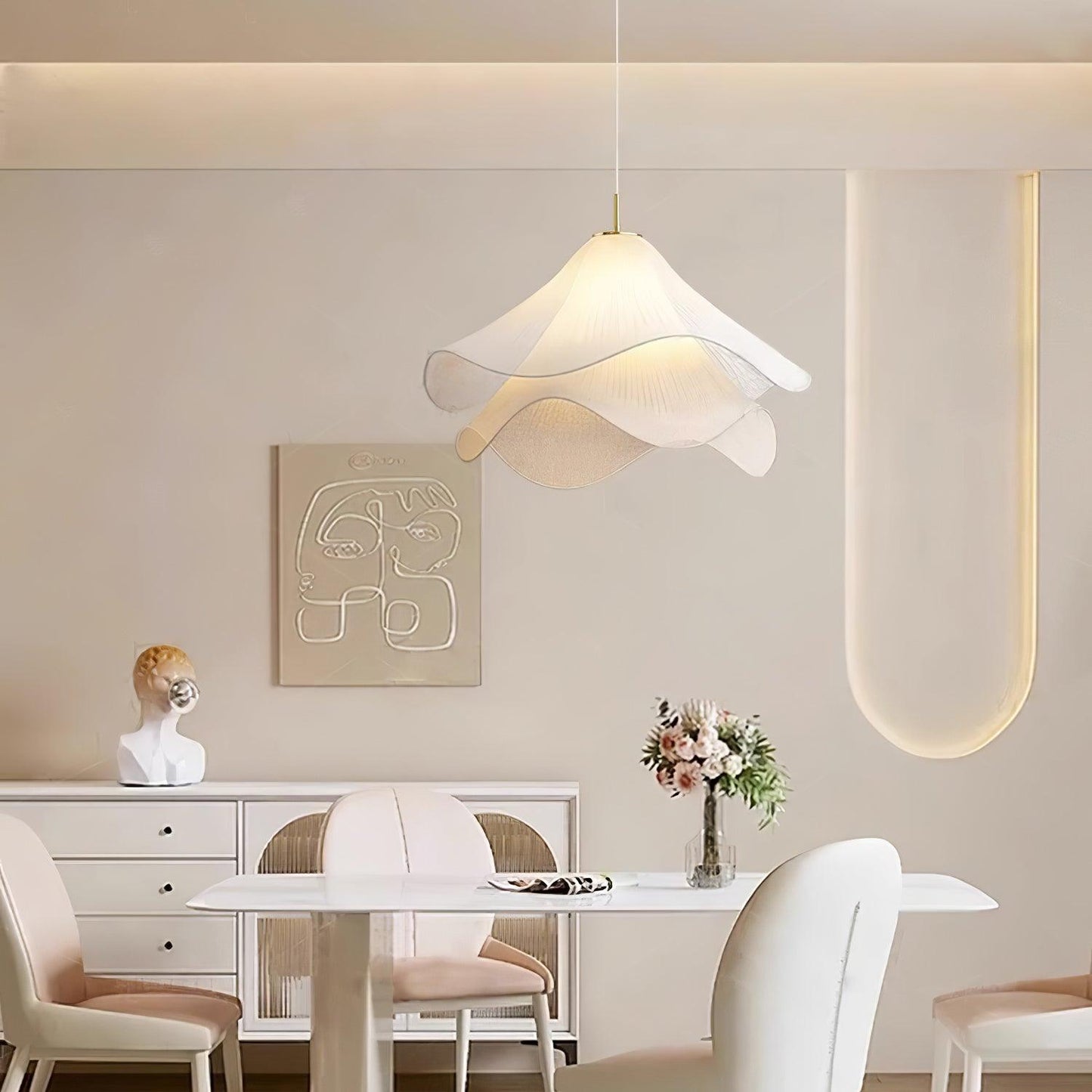 Corisande | Layered Pleated Fabric Floral Pendant Light
