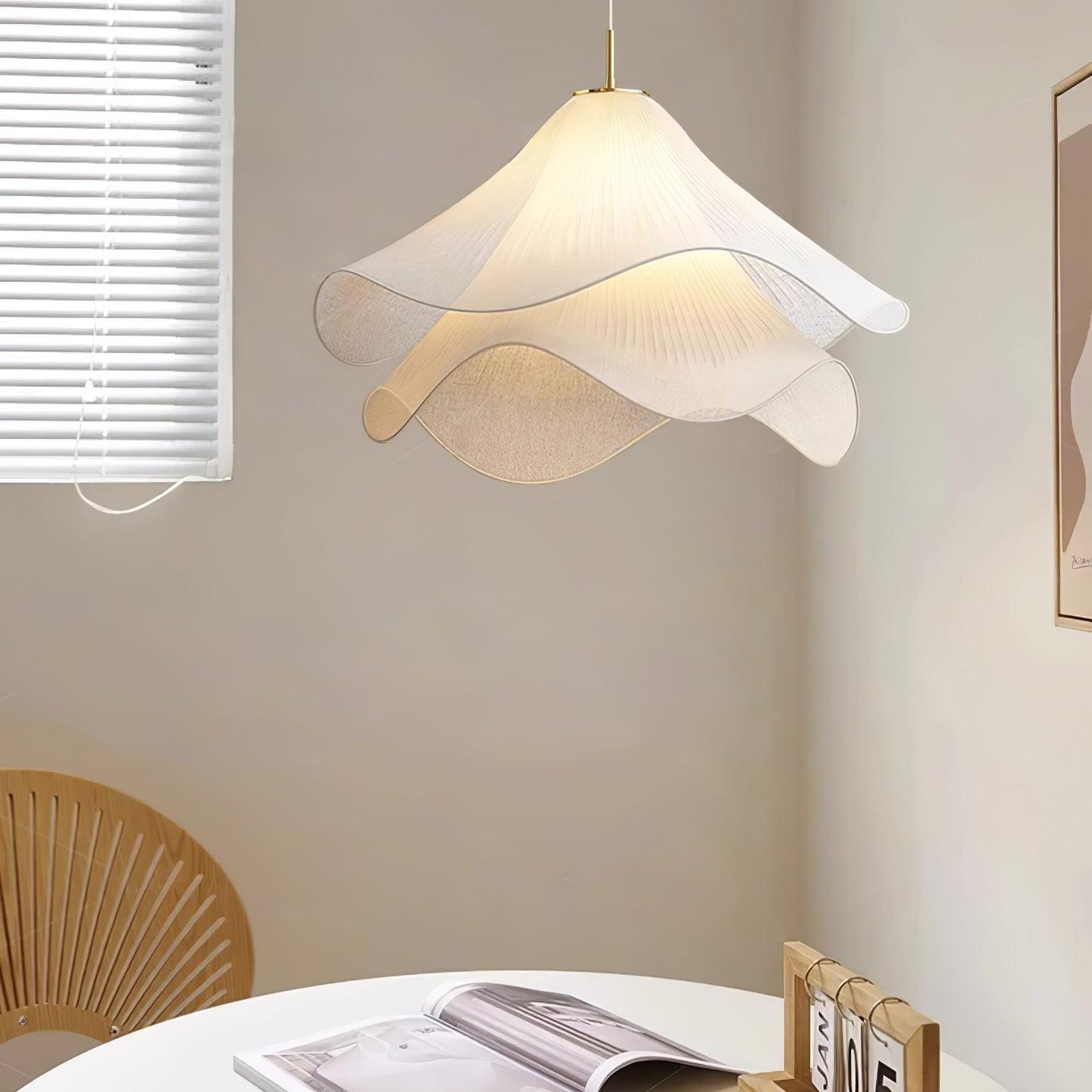 Corisande | Layered Pleated Fabric Floral Pendant Light