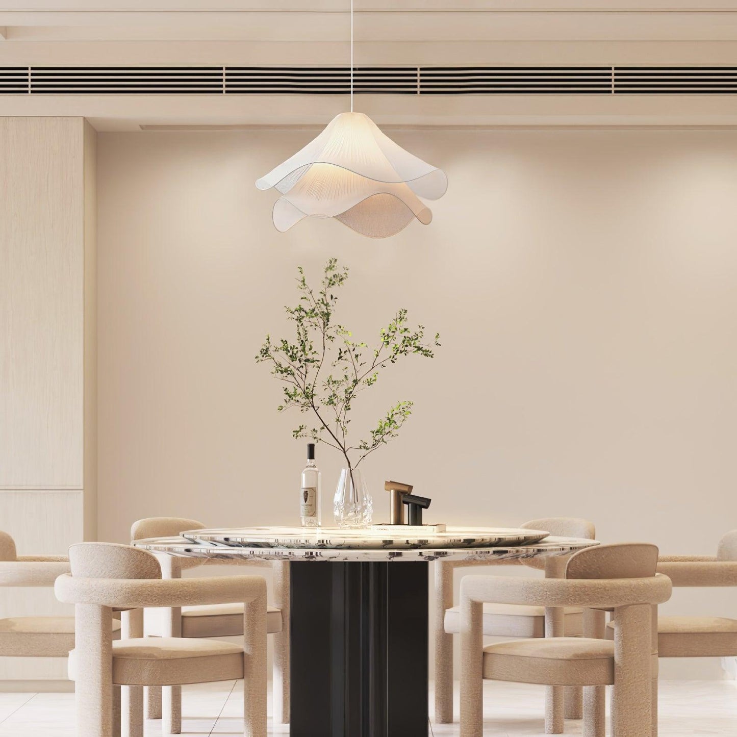 Corisande | Layered Pleated Fabric Floral Pendant Light