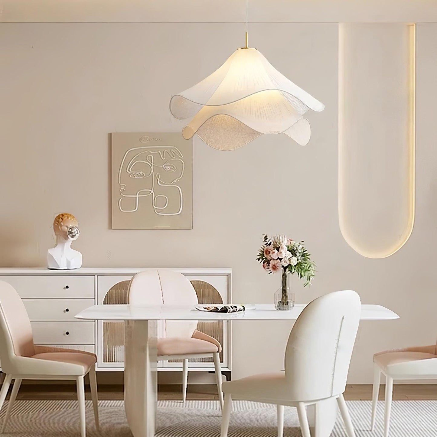 Corisande | Layered Pleated Fabric Floral Pendant Light