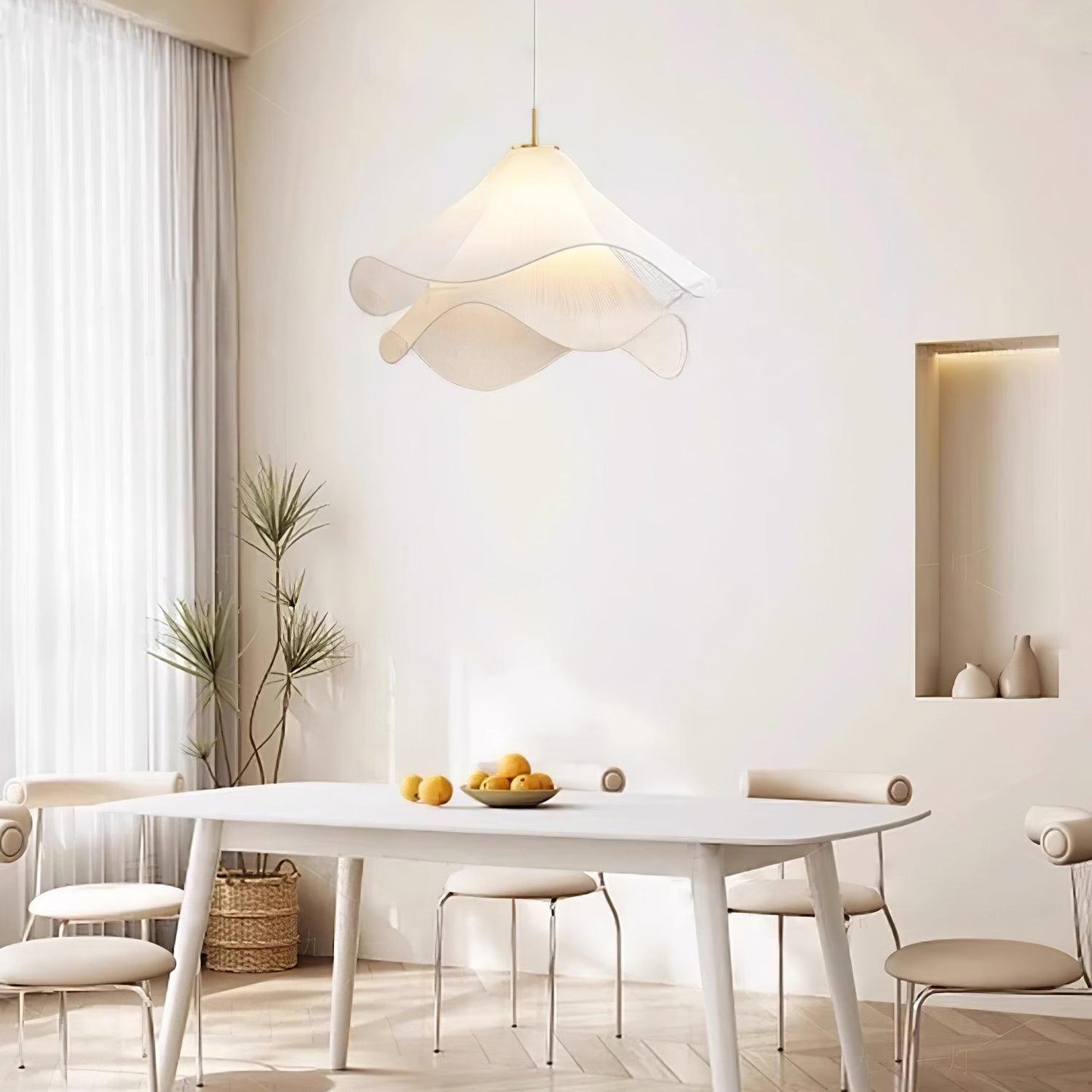 Corisande | Layered Pleated Fabric Floral Pendant Light