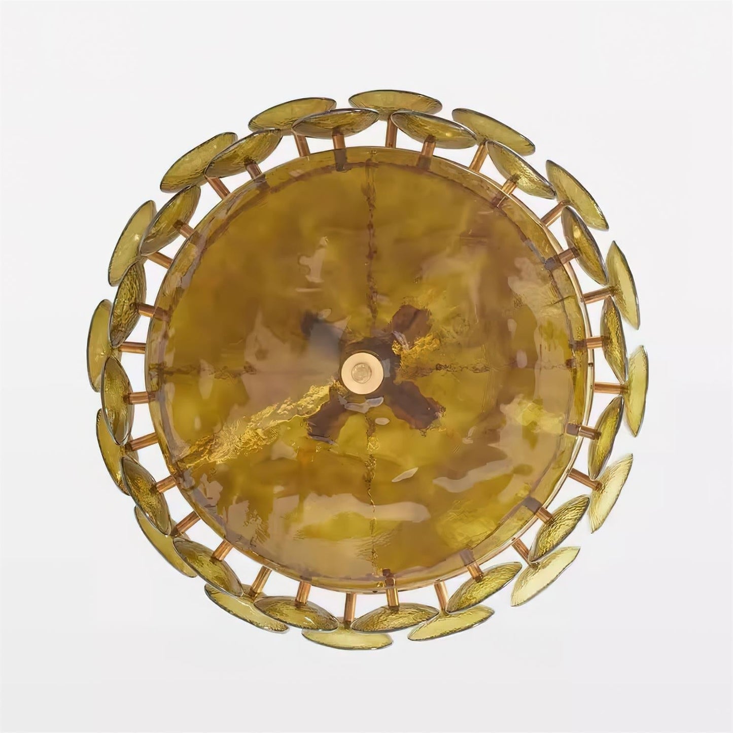 Karys | Elegant Tiered Round Amber Glass Drum Chandelier