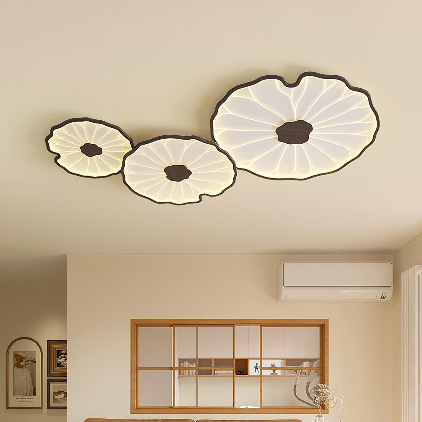 Thalixe | Lotus Leaf Silhouette Organic Scandi Flush Mount Ceiling Light