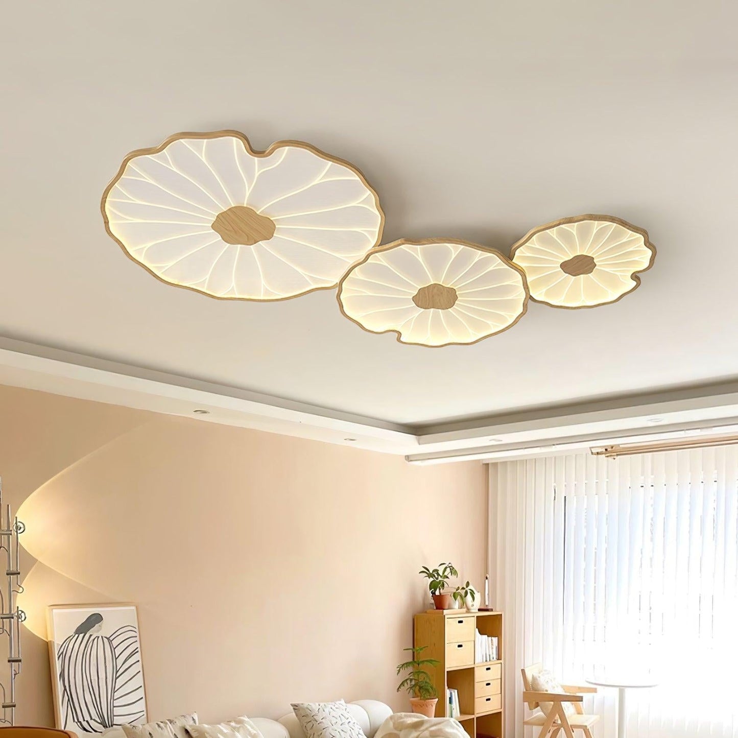 Thalixe | Lotus Leaf Silhouette Organic Scandi Flush Mount Ceiling Light