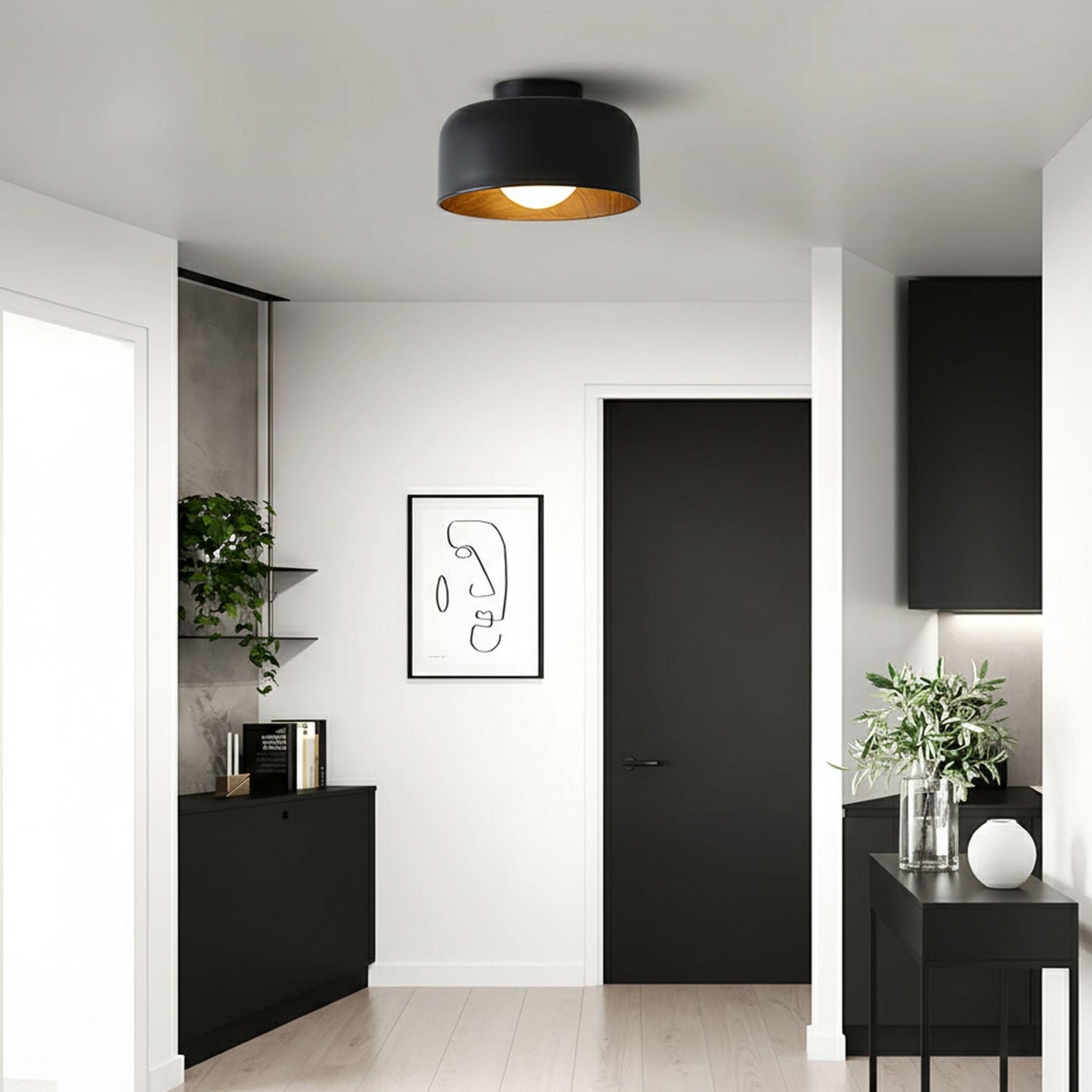 Vervante | Architectural Curved Wood Grain Textured Ceiling Light