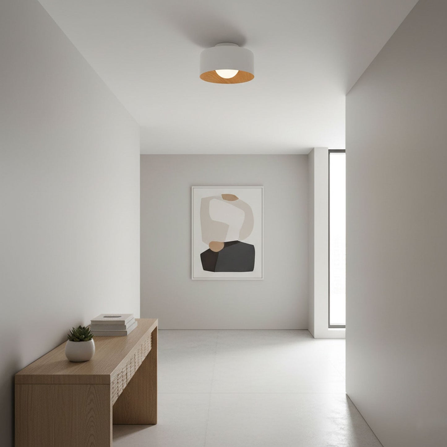 Vervante | Architectural Curved Wood Grain Textured Ceiling Light