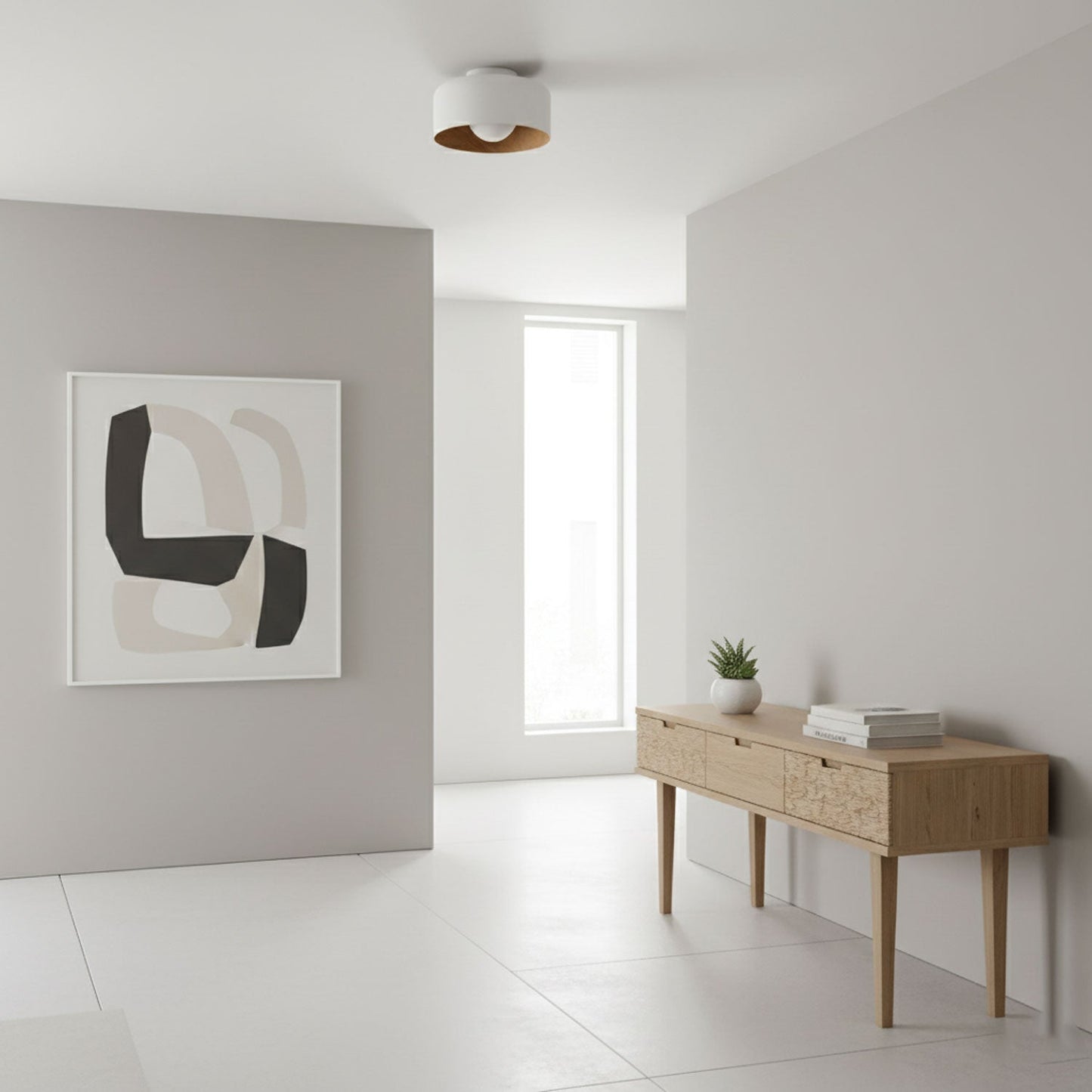 Vervante | Architectural Curved Wood Grain Textured Ceiling Light