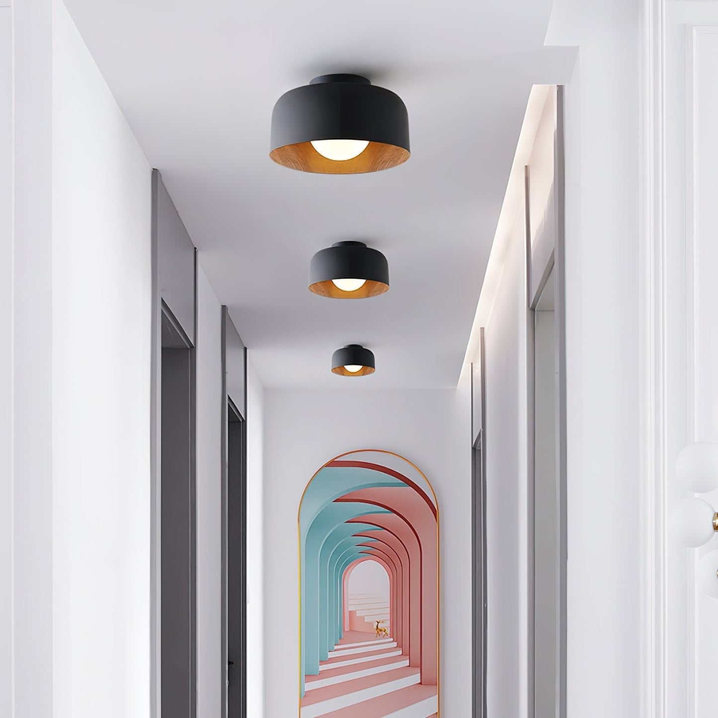 Vervante | Architectural Curved Wood Grain Textured Ceiling Light