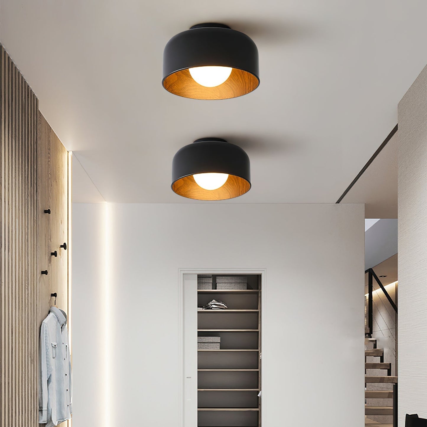 Vervante | Architectural Curved Wood Grain Textured Ceiling Light