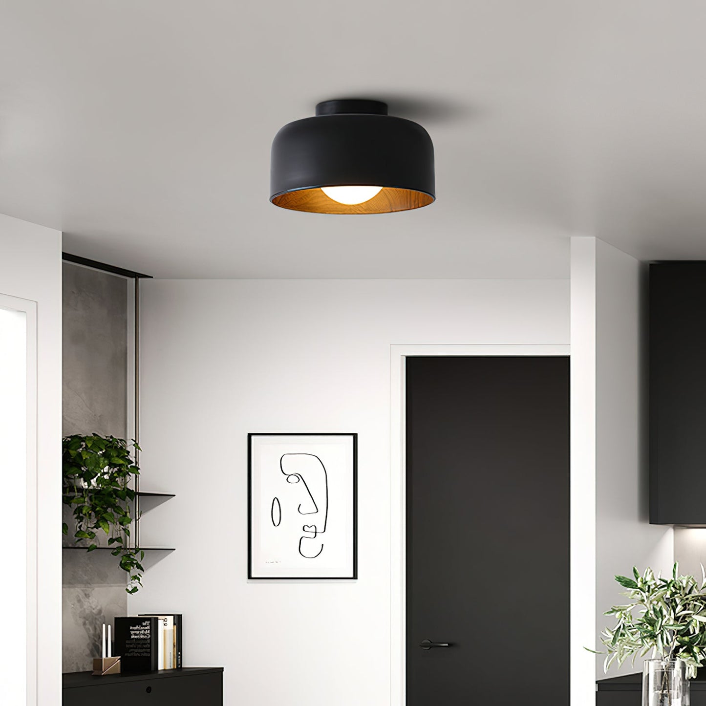 Vervante | Architectural Curved Wood Grain Textured Ceiling Light