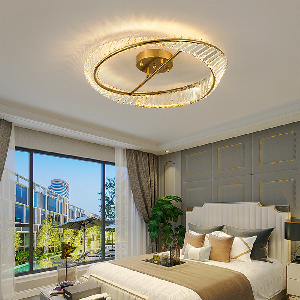 Crysella | Contemporary Radiant Crystal Halo Ring Ceiling Light