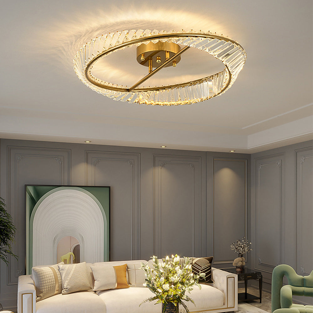 Crysella | Contemporary Radiant Crystal Halo Ring Ceiling Light