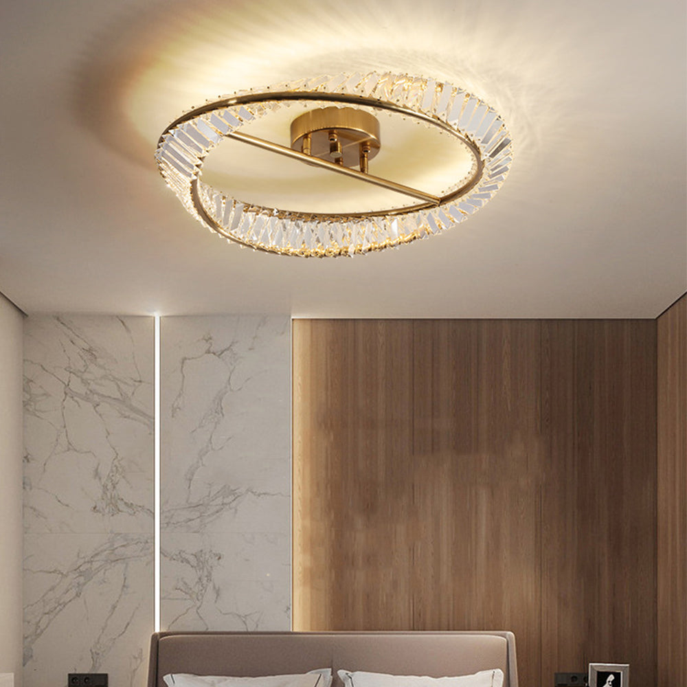 Crysella | Contemporary Radiant Crystal Halo Ring Ceiling Light