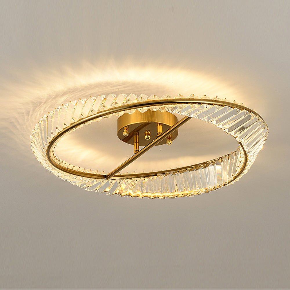 Crysella | Contemporary Radiant Crystal Halo Ring Ceiling Light