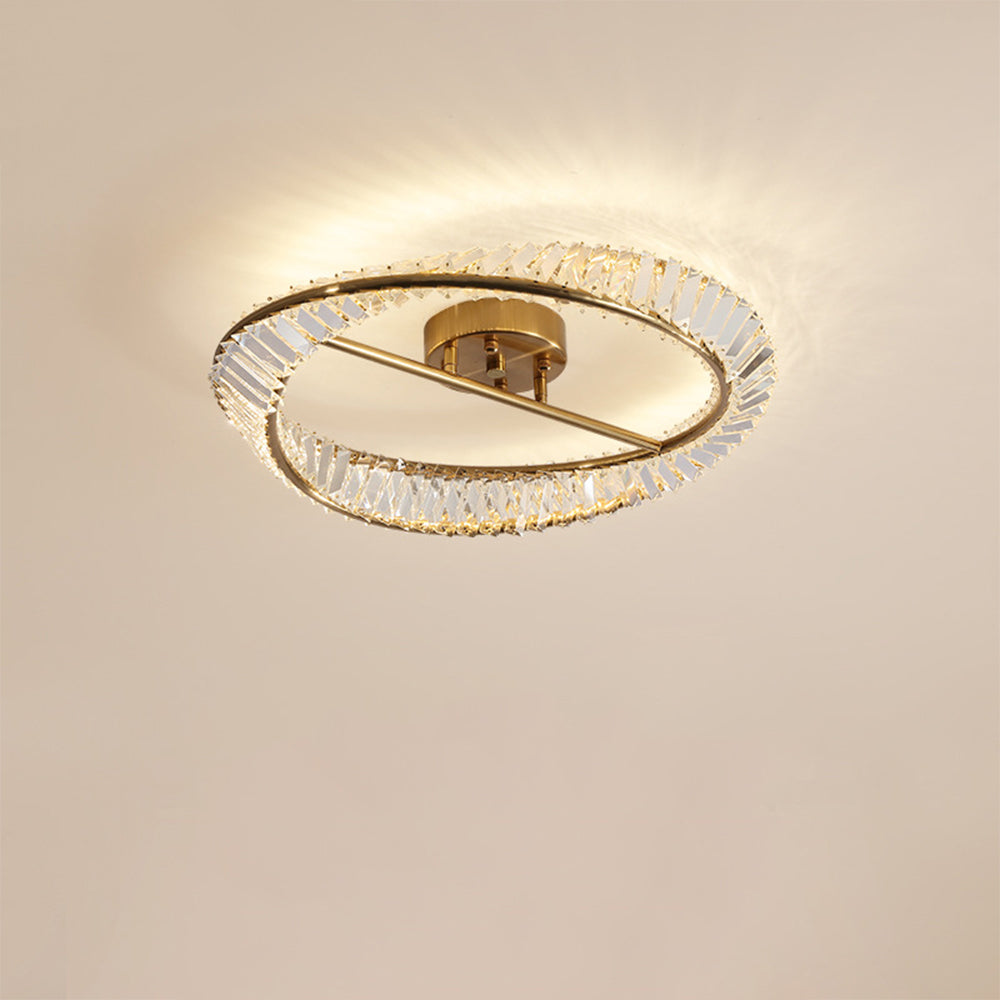Crysella | Contemporary Radiant Crystal Halo Ring Ceiling Light