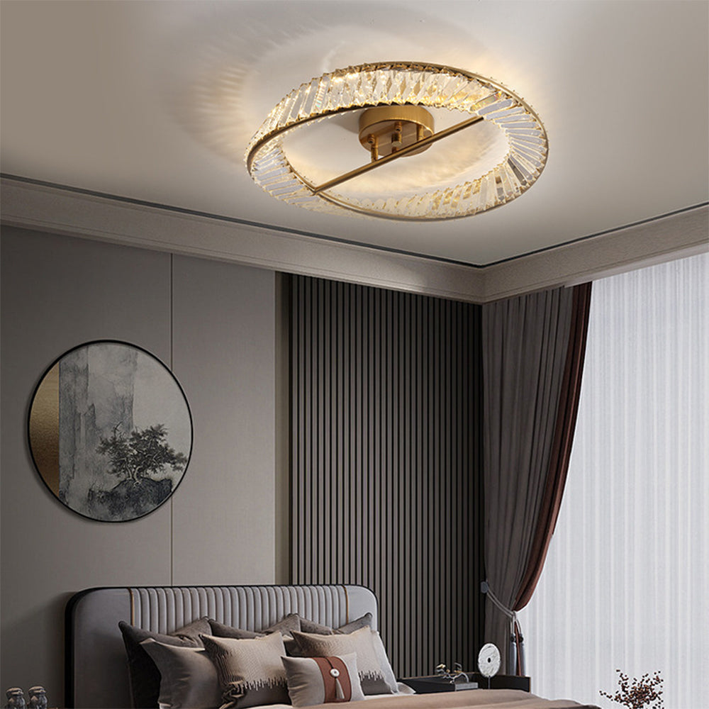 Crysella | Contemporary Radiant Crystal Halo Ring Ceiling Light