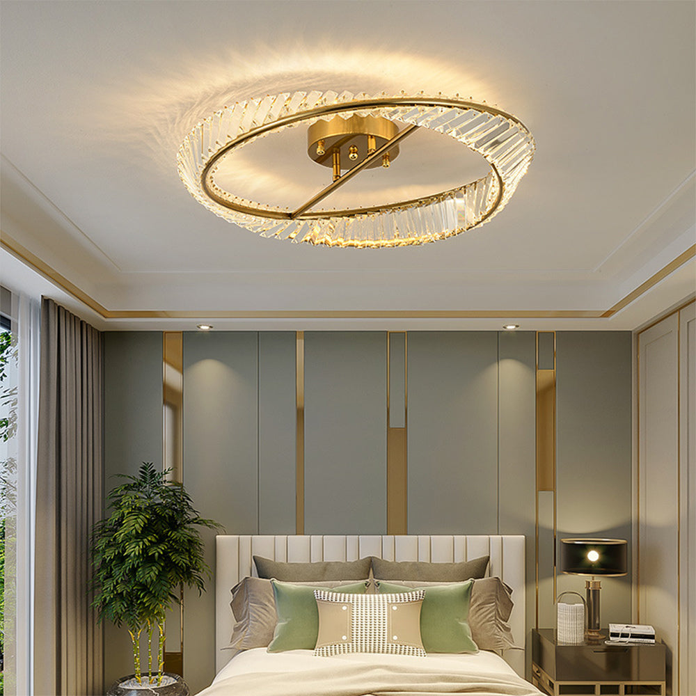 Crysella | Contemporary Radiant Crystal Halo Ring Ceiling Light